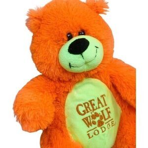 Fiesta Great Wolf Lodge Plush Neon Orange Teddy Bear Stuffed Animal Toy 15”
